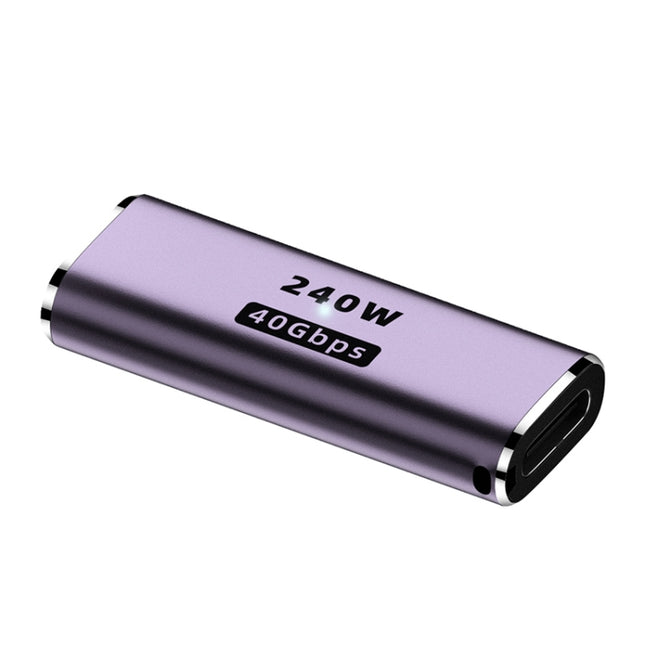 240W USB-C/Type-C Female to USB-C/Type-C Female 40Gbps Straight Adapter with Light, Female Straight Adapter