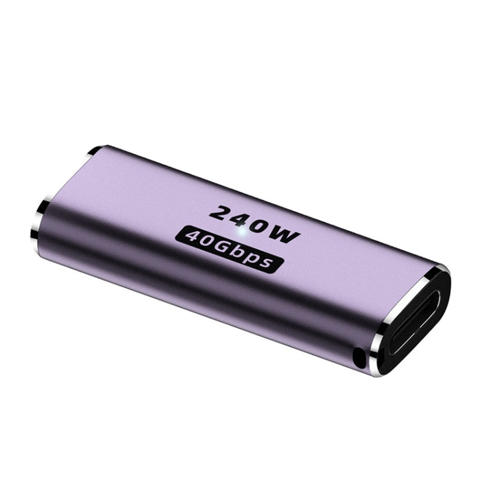 240W USB-C/Type-C Female to USB-C/Type-C Female 40Gbps Straight Adapter with Light, Female Straight Adapter