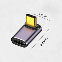 240W USB-C/Type-C Female to USB-C/Type-C Male 40Gbps Vertical Angle Adapter with Light, Vertical Angle Adapter