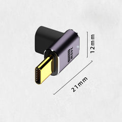 240W USB-C/Type-C Female to USB-C/Type-C Male 40Gbps Up and Down Bend Adapter with Light, Up and Down Bend Adapter