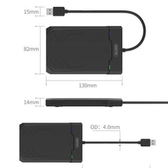 UNITEK SATA 2.5 inch USB 3.0 Interface HDD Enclosure, Length: 30cm