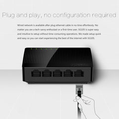 Tenda SG105 Mini 5 Ports 1000Mpbs Fast Gigabit Ethernet Network Switch  LAN HUB, Tenda SG105 5 Ports Black