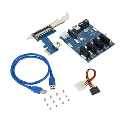 PCI-E to PCI-E Converter Card 1 to 4 1 X Express Card with 4 Ports PCI-E Slots