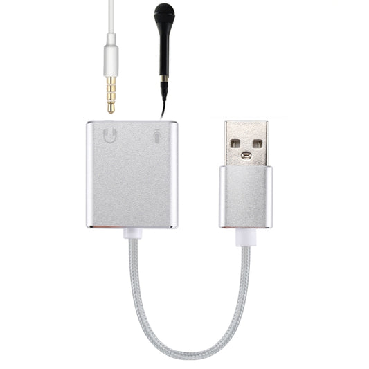 Aluminum Alloy Shell External USB Virtual 7.1 Channel Sound Card with 13cm Cable for PC Laptop, USB