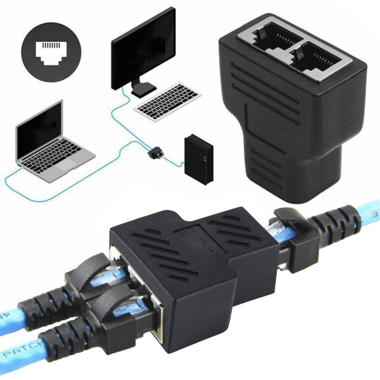 Crystal Network Straight Through Head-line Connector Terminal Female to Female Three Head RJ45 Interface Extension Device, 3 Ports