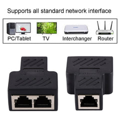 Crystal Network Straight Through Head-line Connector Terminal Female to Female Three Head RJ45 Interface Extension Device, 3 Ports