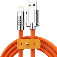 Mech Series 6A 120W USB to 8 Pin Metal Plug Silicone Fast Charging Data Cable, Length: 1.2m, 1.2m 8 Pin