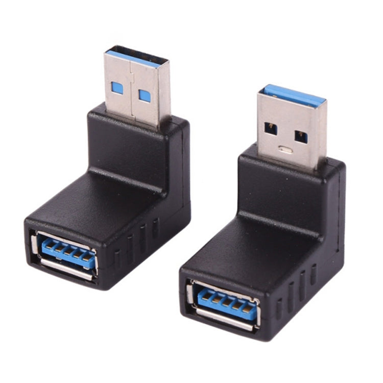 2 PCS L-Shaped USB 3.0 Male to Female 90 Degree Angle Plug Extension Cable Connector Converter Adapter