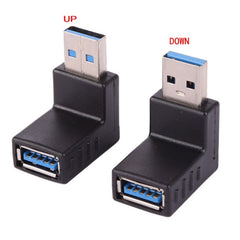 2 PCS L-Shaped USB 3.0 Male to Female 90 Degree Angle Plug Extension Cable Connector Converter Adapter