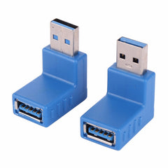 2 PCS L-Shaped USB 3.0 Male to Female 90 Degree Angle Plug Extension Cable Connector Converter Adapter