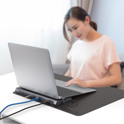 Onten 9199 12 in 1 USB-C / Type-C to USB-C / Type-C + TF / SD Card Slot + RJ45 + 3.5mm Audio + PD USB-C / Type-C Charging + 2 HDMI + 4 USB 3.0 Ports Multifunctional HUB Converter Docking Station, 9199