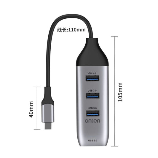 Onten 95118U 4 in 1 USB-C / Type-C to 4 USB 3.0 Ports Multifunctional HUB Converter Docking Station, 95118U