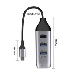 Onten 95118U 4 in 1 USB-C / Type-C to 4 USB 3.0 Ports Multifunctional HUB Converter Docking Station, 95118U