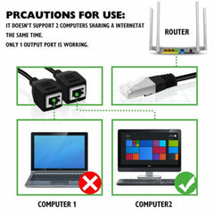 1 to 2 Socket LAN Ethernet Network CAT5 RJ45 Plug Splitter Adapter, Cable Length: 25cm