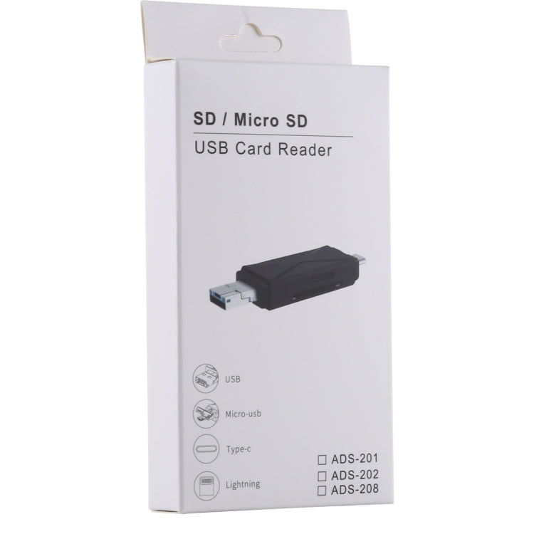 USB-C / Type-C + SD + TF + Micro USB to USB 2.0 Card Reader