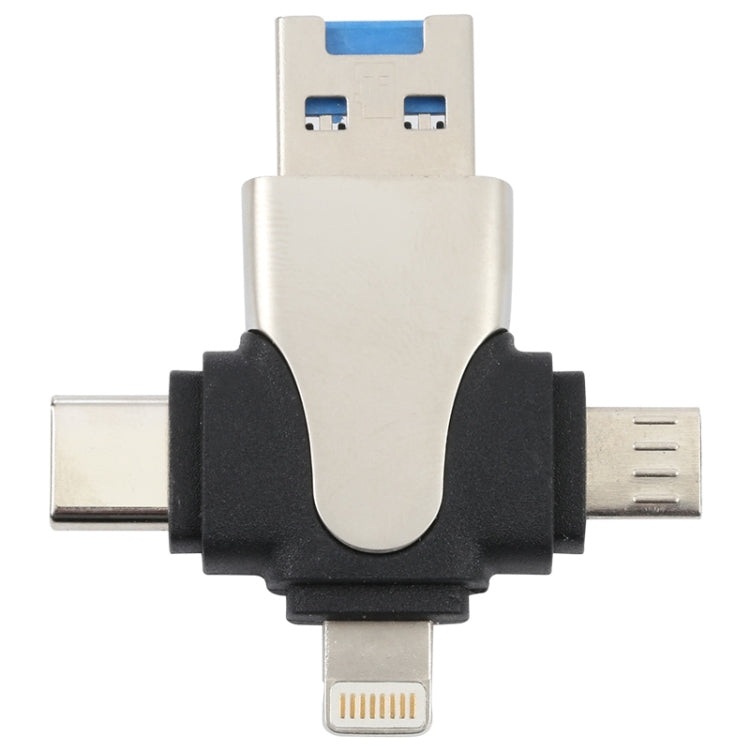 4 in 1 8 Pin + USB-C / Typ-C + Micro USB + USB 3.0 Stecker TF Kartenleser, 4 in 1