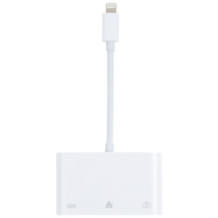 NK-107 3 in 1 8 Pin Male to USB + 1000M Ethernet + 8 Pin Power Female Adapter, NK-107