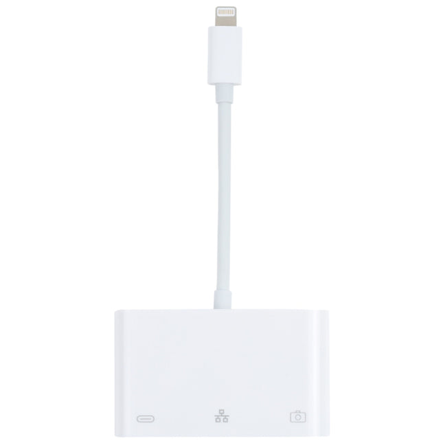 NK-107 3 in 1 8 Pin Male to USB + 1000M Ethernet + 8 Pin Power Female Adapter, NK-107