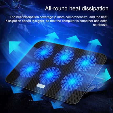 ICE COOREL Notebook Computer Base Silent Six-fan Cooling Holder Heat Sink, Style: Ordinary, Style: Ordinary
