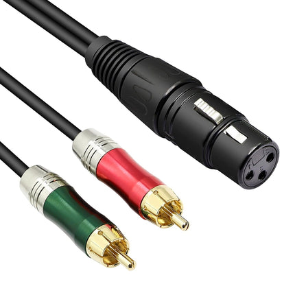30cm Metal Head 3 Pin XLR CANNON Female to 2 RCA Male Audio Connector Adapter Cable for Microphone / Audio Equipment, 2 RCA Male