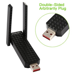 EDUP EP-AC1625 600Mbps 2.4G / 5.8GHz Dual Band Wireless 11AC USB 2.0 Adapter Network Card with 2 Antennas for Laptop / PC, EP-AC1625