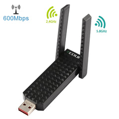 EDUP EP-AC1625 600Mbps 2.4G / 5.8GHz Dual Band Wireless 11AC USB 2.0 Adapter Network Card with 2 Antennas for Laptop / PC, EP-AC1625