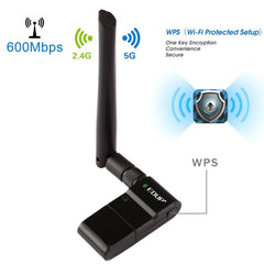 EDUP EP-AC1635 600Mbps Dual Band Wireless 11AC USB Ethernet Adapter 2dBi Antenna for Laptop / PC, EP-AC1635