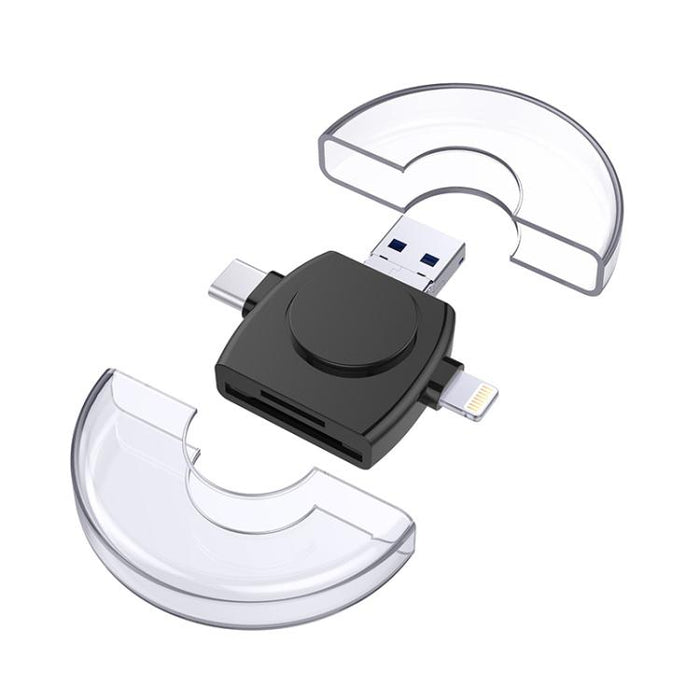 X-Flash R01 3 in 1 8 Pin + USB-C / Typ-C + Micro USB Schnittstelle SD / TF Kartenleser