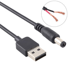 3A USB to 5.5 x 2.1mm DC Power Plug Cable, Length: 1m, USB to DC 5.5x2.1mm