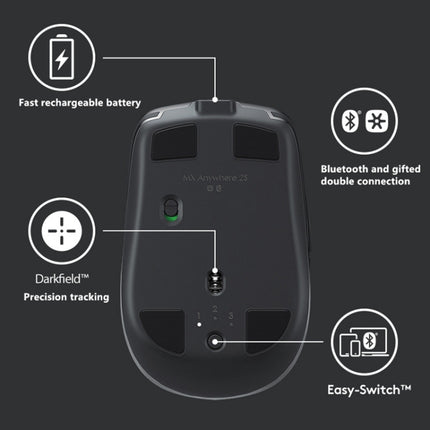 Logitech MX Anywhere 2S 4000DPI Bluetooth + Unifying Dual-mode Rechargeable Symmetrical Design Wireless Optical Gaming Mouse