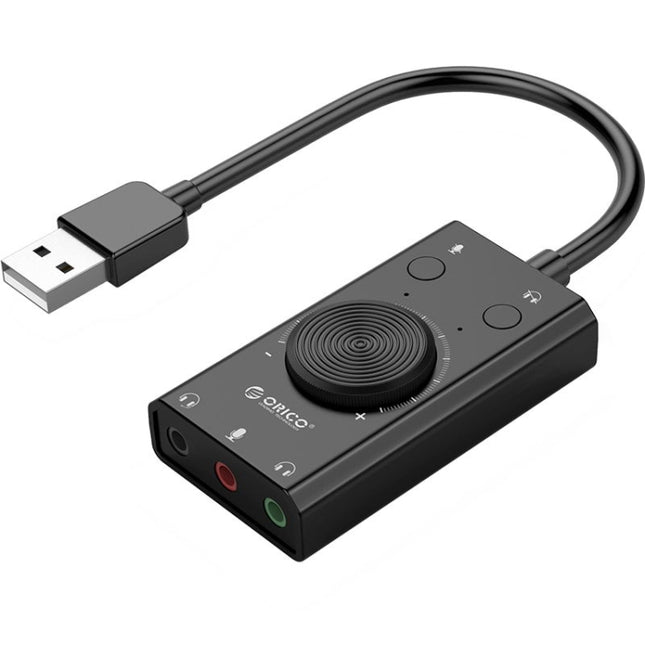 Tarjeta de sonido externa USB multifunción ORICO SC2 sin controlador con 2 puertos para auriculares, 1 puerto para micrófono y ajuste de volumen, ORICO SC2