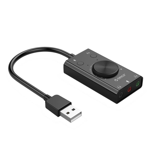Tarjeta de sonido externa USB multifunción ORICO SC2 sin controlador con 2 puertos para auriculares, 1 puerto para micrófono y ajuste de volumen, ORICO SC2