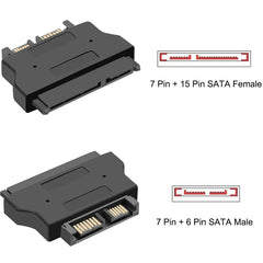 SATA 22 Pin Female to SLIMLINE SATA 13 Pin Male Adapter, SATA 22 Pin Female to SATA 13 Pin