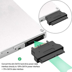 SATA 22 Pin Female to SLIMLINE SATA 13 Pin Male Adapter, SATA 22 Pin Female to SATA 13 Pin