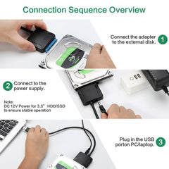 Professional SATA to USB 3.0 Cable Adapter 2.5 / 3.5 inch SSD Hard Drive Expanding Connector, 2.5 / 3.5 inch