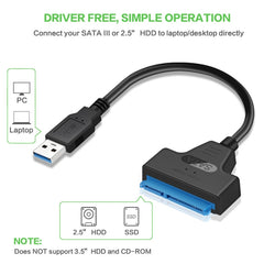 Professional SATA to USB 3.0 Cable Adapter 2.5 inch SSD Hard Drive Expanding Connector, 2.5 inch