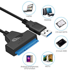 Professional SATA to USB 3.0 Cable Adapter 2.5 inch SSD Hard Drive Expanding Connector, 2.5 inch