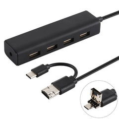 3 in 1 USB-C / Type-C + Micro USB + 4 x USB 2.0 Ports HUB Converter, Cable Length: 12cm, 3 in 1 (White), 3 in 1 (Black)