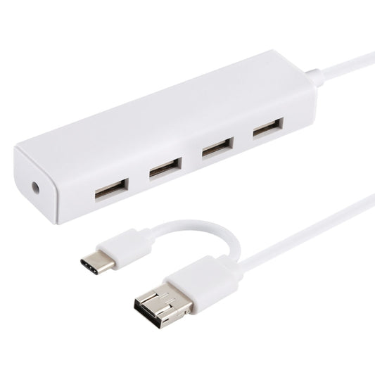 3 in 1 USB-C / Type-C + Micro USB + 4 x USB 2.0 Ports HUB Converter, Cable Length: 12cm, 3 in 1 (White), 3 in 1 (Black)