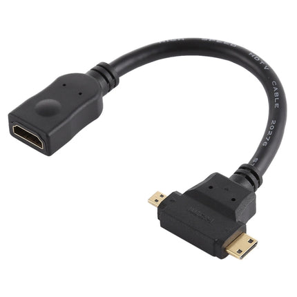 HDMI-Buchse auf Mini-HDMI + Micro-HDMI T-förmiges Kabel, Micro-HDMI