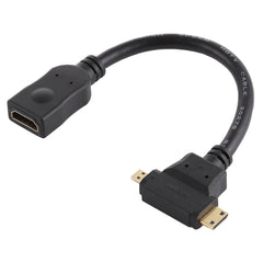 HDMI Female to Mini HDMI + Micro HDMI T Shape Cable, Micro HDMI