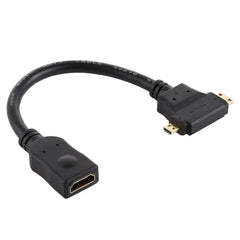 HDMI Female to Mini HDMI + Micro HDMI T Shape Cable, Micro HDMI