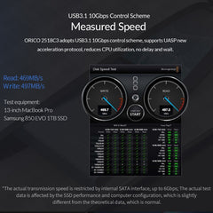 ORICO DD25 C3 2.5 inch Type-C to Type-C and USB Mechanical SSD Enclosure, Supported Capacity: 6TB