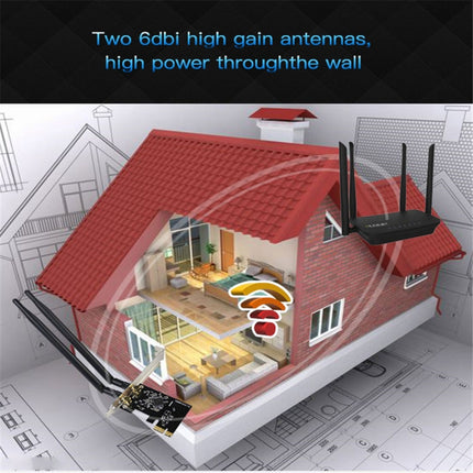 EDUP EP-9607 1200Mbps Dual-Band PCI-E Express Wireless Adapter Netzwerkkarte mit 2 x 6dBi Antennen, EP-9607 1200Mbps