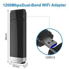 EDUP EP-AC1617 1200Mbps High Speed USB 3.0 WiFi Adapter Receiver Ethernet Adapter, EP-AC1617 1200Mbps