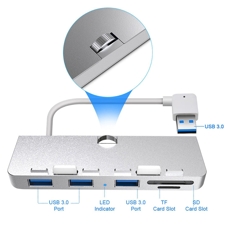 Rocketek For iMac USB3.0 x 3 + SD / TF Multi-function HUB Expansion Dock, USB3.0 x 3 + SD / TF