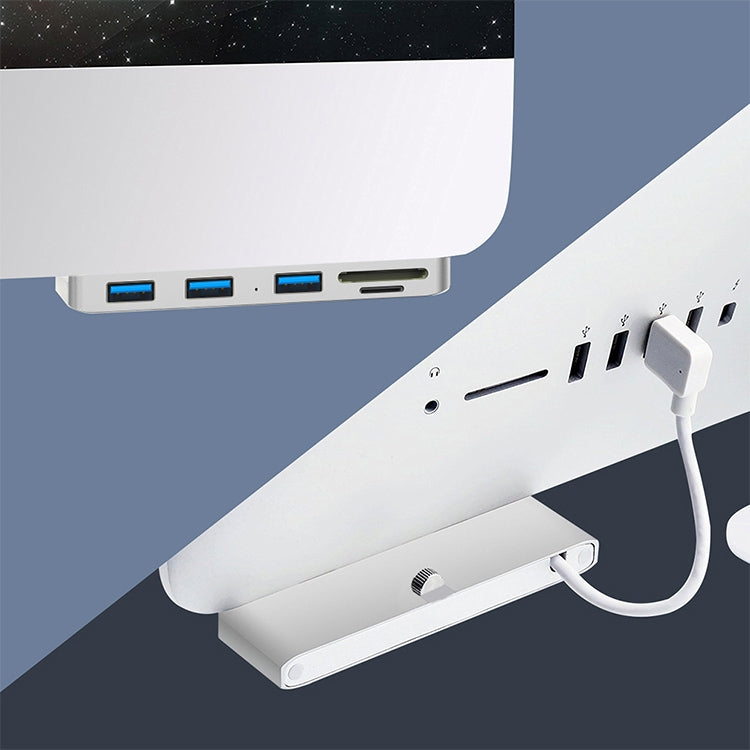 Rocketek For iMac USB3.0 x 3 + SD / TF Multi-function HUB Expansion Dock, USB3.0 x 3 + SD / TF