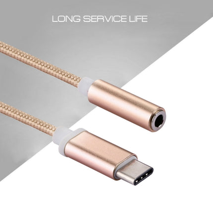 USB-C / Type-C Male to 3.5mm Female Weave Texture Audio Adapter, Length: about 10cm, Black, Gold, Rose Gold, Silver