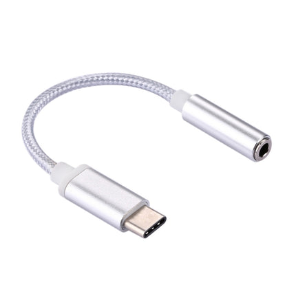 USB-C / Type-C Male to 3.5mm Female Weave Texture Audio Adapter, Length: about 10cm, Black, Gold, Rose Gold, Silver