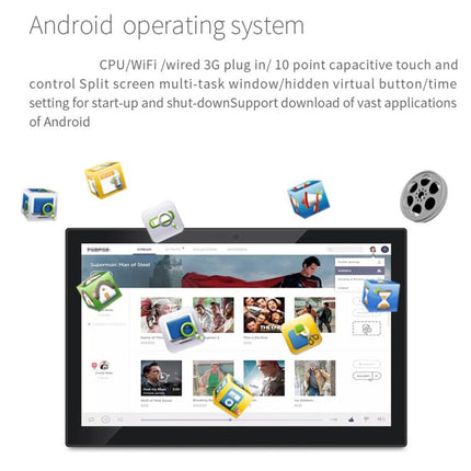 HSD-P538 14 inch IPS Touch Screen All in One PC with Holder, 4GB+32GB, Android 14 RK3576S Octa-core